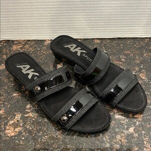 Anne Klein Sport Black Slide Sandals Size 8.5